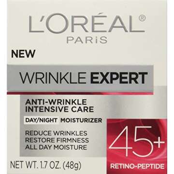 L'Oreal Paris Wrinkle Expert 45+ Anti-Aging Face Moisturizer with Retino-Peptide, Non-Greasy, Suitab...