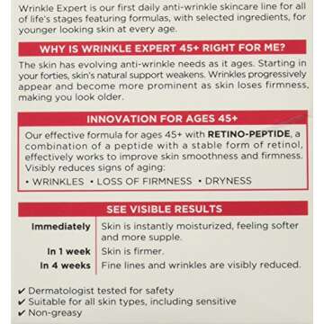 L'Oreal Paris Wrinkle Expert 45+ Anti-Aging Face Moisturizer with Retino-Peptide, Non-Greasy, Suitable for Sensitive Skin, 1.7 fl. Oz