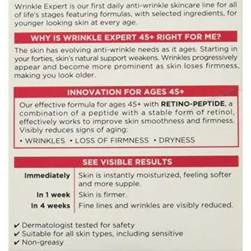 L'Oreal Paris Wrinkle Expert 45+ Anti-Aging Face Moisturizer with Retino-Peptide, Non-Greasy, Suitable for Sensitive Skin, 1.7 fl. Oz