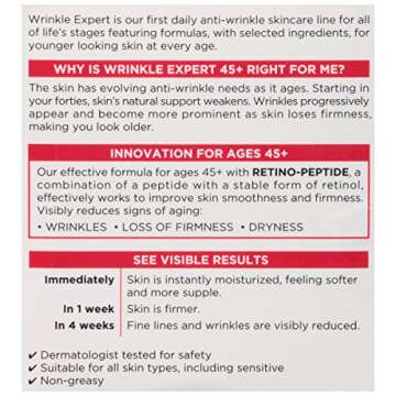 L'Oreal Paris Wrinkle Expert 45+ Anti-Aging Face Moisturizer with Retino-Peptide, Non-Greasy, Suitable for Sensitive Skin, 1.7 fl. Oz