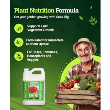 FoxFarm Grow Big Liquid Plant Food - Bloom Fertilizer for Flowers, Fruits, and Vegetables, Perfect for Indoor & Outdoor Potted Plants, NPK 6-4-4 (Gallon)