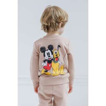 Disney Mickey Mouse Newborn Baby Boys Fleece Sweatshirt and Pants Set Brown 6-9 Months