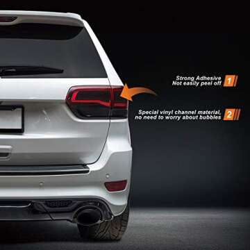 NDRUSH Smoked Taillight Tint Film for Jeep Grand Cherokee