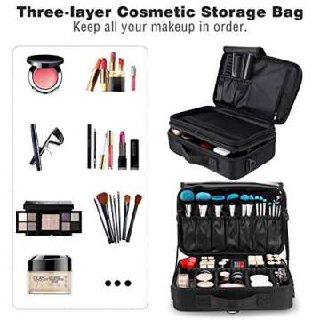 MoKo Travel Cosmetic Organizer - Large Capacity with Removable Dividers for Makeup