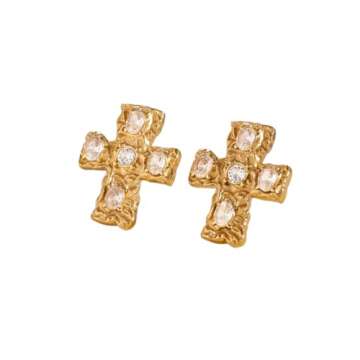 Gem Cross Earrings