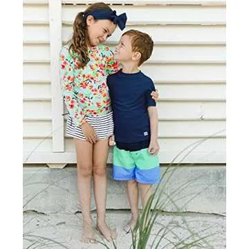 RUGGEDBUTTS Boys Mint/Blue Color Block Swim Trunks - 2T