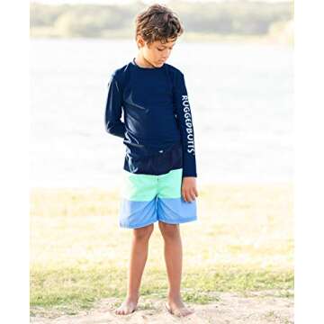 RUGGEDBUTTS Boys Mint/Blue Color Block Swim Trunks - 2T