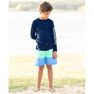 RUGGEDBUTTS Boys Mint/Blue Color Block Swim Trunks - 2T