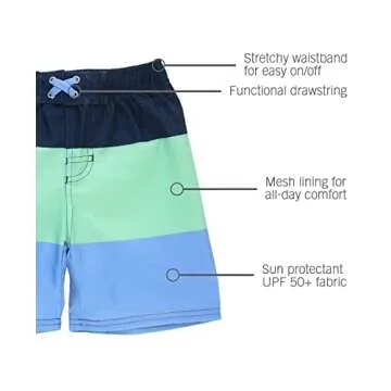 RUGGEDBUTTS Boys Mint/Blue Color Block Swim Trunks - 2T