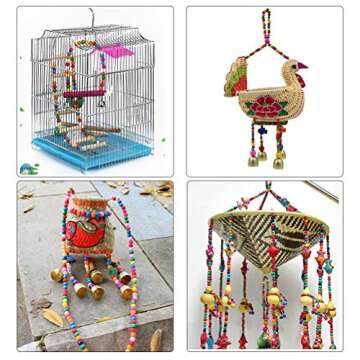 WOWOSS 1000 Pcs Colorful Wooden Beads, 500x8mm + 200x10mm + 200x12mm + 100x14mm, 10 Colors, Colored Wood Beads for Crafts, Jewelry Making, Bracelets, with 164 Ft Elastic Stretchy Bracelet String Cord