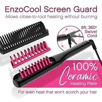 Enzo Milano 2-in-1 Hot Comb for Straight & Wavy Hair