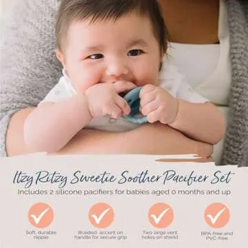Itzy Ritzy Silicone Pacifiers for Newborn - Sweetie Soother Pacifiers Feature Collapsible Handle & Two Air Holes for Added Safety; for Ages Newborn and Up, Set of 2 in Nautical Navy & Robin's Egg