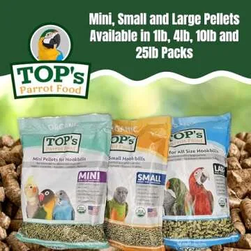 TOP's Parrot Food Bird Pellets for Small Hookbills - Non-GMO, Peanut Soy & Corn Free, USDA Organic Certified (1lb)