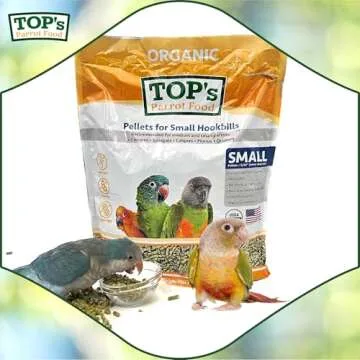 TOP's Parrot Food Bird Pellets for Small Hookbills - Non-GMO, Peanut Soy & Corn Free, USDA Organic Certified (1lb)