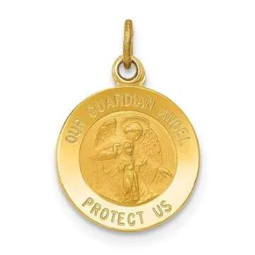 IceCarats 14K Gold Guardian Angel Medal Necklace