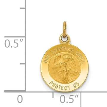 IceCarats 14K Gold Guardian Angel Medal Necklace