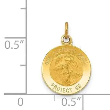 IceCarats 14K Gold Guardian Angel Medal Necklace