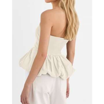 MISSACTIVER Peplum Tank Top - Trendy Strapless Summer Top in Apricot