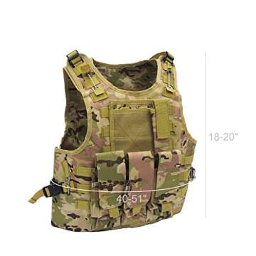 FixtureDisplays® Adjustable Airsoft Vest Paintball Vest Tan Vest 20-24" H, Up to 50" Waist Circumference 16939-NF