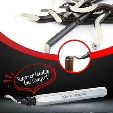AFA Tooling - Deburring Tool with 16 High Speed Steel Swivel Blades - Works on Metal, Resin, PVC Pipes, Copper, Plastic and 3D Printed Edges - Plumbing & 3D Printing Burr Removal Reamer Tool