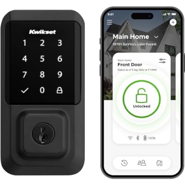 Kwikset Halo Wi-Fi Smart Lock, Keyless Entry Front Door Touchscreen Deadbolt, Matte Black Finish, Gr...