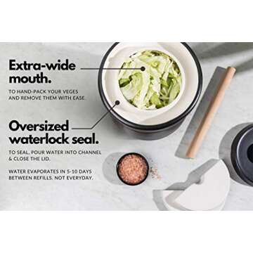 TOMO Fermentation Crock with Weights - Ceramic Sauerkraut Pickling Crock - Stoneware Kombucha Brewing (7L)