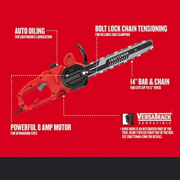 CRAFTSMAN 14 Inch 8 Amp Electric Chainsaw for Home Use