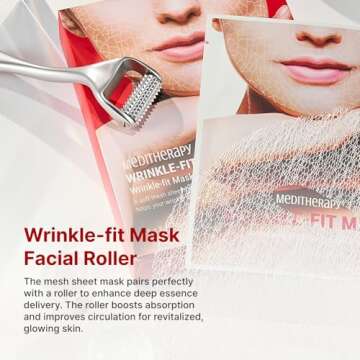 MEDITHERAPY Wrinkle-fit Mask + Facial Roller, Collagen Mask, Lifting Sagging Skin, Hydrating, Improv...