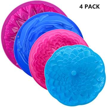 4 Pack Flower Silicone Cake Molds for Creative Baking