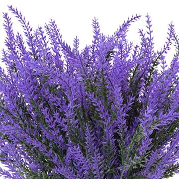 Ouddy Decor 12 Bundles Artificial Lavender Fake Flowers Faux Plastic Plants for Home Wedding Kitchen...