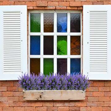 Ouddy Decor 12 Bundles Artificial Lavender Fake Flowers Faux Plastic Plants for Home Wedding Kitchen Garden Patio Window Box Office Table Centerpieces Indoor Outdoor Decor, Purple