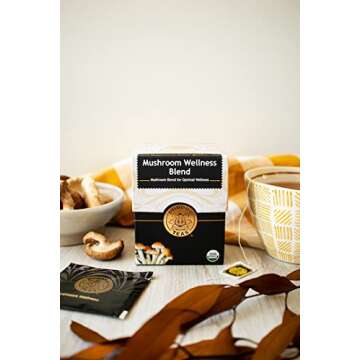 Buddha Teas - Organic Mushroom Wellness Blend - Herbal Tea - For Health & Wellbeing - With Antioxidants & Minerals - Clean Ingredients - Caffeine Free - OU Kosher & Non-GMO - 18 Tea Bags (Pack of 1).