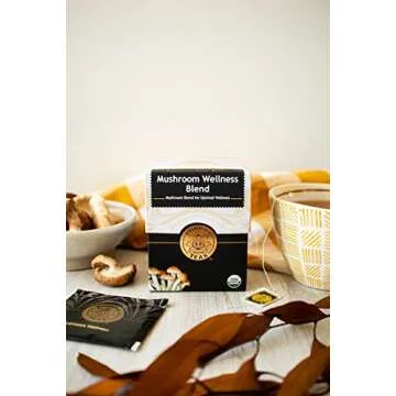 Buddha Teas - Organic Mushroom Wellness Blend - Herbal Tea - For Health & Wellbeing - With Antioxidants & Minerals - Clean Ingredients - Caffeine Free - OU Kosher & Non-GMO - 18 Tea Bags (Pack of 1).