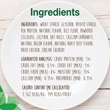 Nylabone Healthy Edibles Natural Dog Chews Long Lasting Bacon Flavor Treats for Dogs, Small/Regular (3 Count)