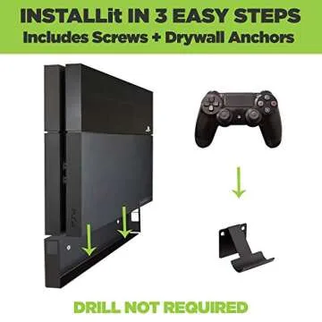 HIDEit Mounts 4 Bundle, Wall Mounts for Original PS4 and Controllers, Steel Mount for PS4 Original and 2 Controller Mounts to Safely Store Your PS4 and PlayStation Controller Near or Behind TV