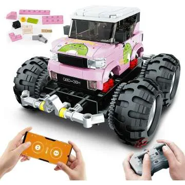 Funbud Pink RC Car Building Toys for Kids Ages 6-12