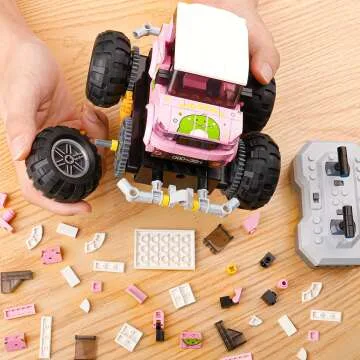 Funbud Pink RC Car Building Toys for Kids Ages 6-12