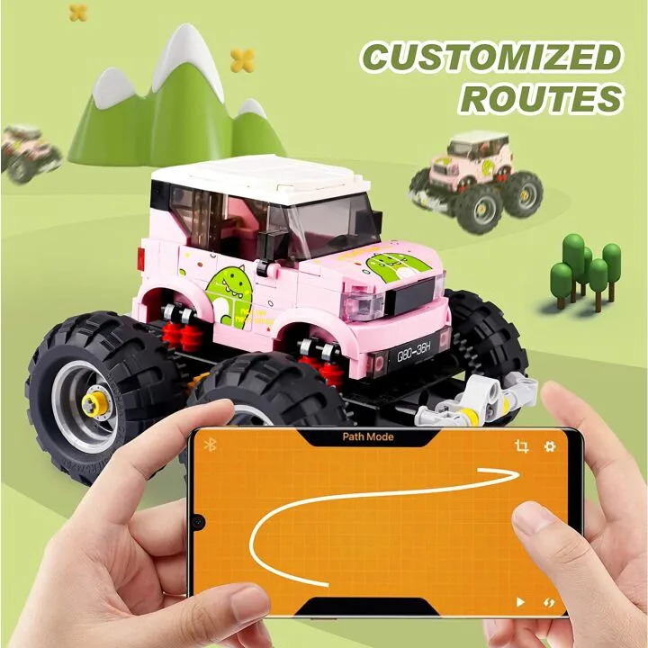 Funbud Pink RC Car Building Toys for Kids Ages 6-12