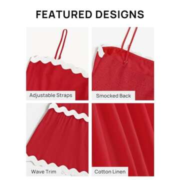 ZESICA Women's Summer Spaghetti Straps Sundress Red