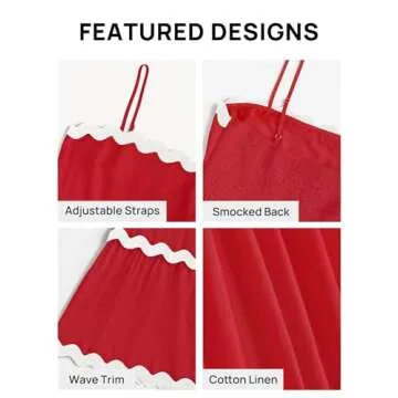 ZESICA Women's Summer Spaghetti Straps Sundress Red