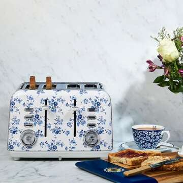 Elegant VQ Laura Ashley 4 Slice Toaster with Adjustable Heating