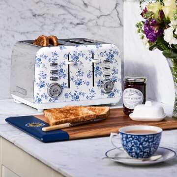 Elegant VQ Laura Ashley 4 Slice Toaster with Adjustable Heating