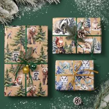 Elegant Kraft Christmas Wrapping Paper Rolls for Gifting