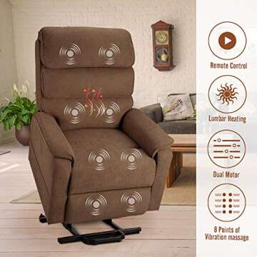 Esright Electric Power Recliner Lift Chair Microfiber Lift Recliner for Elderly, Heat/Vibration/Massage/Remote Control