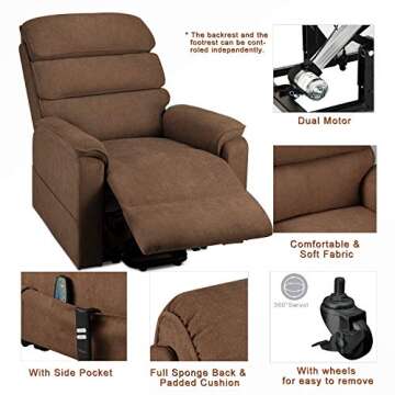 Esright Electric Power Recliner Lift Chair Microfiber Lift Recliner for Elderly, Heat/Vibration/Massage/Remote Control