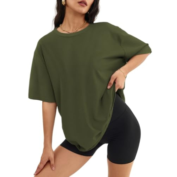 ATHMILE Womens Summer Spring Oversized T Shirts Loose Fit Crewneck Short Sleeve Tops Casual Blouse Y...
