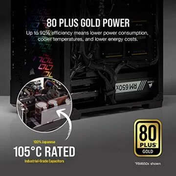 Corsair RMX Series, RM750x, 750 Watt, 80+ Gold Certified, Fully Modular Power Supply (Low Noise, Zero RPM Fan Mode, 105°C Capacitors, Fully Modular Cables, Compact Size) Black