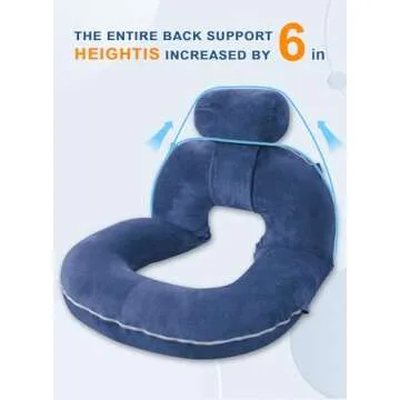 INSEN Reading Pillow, Back Pillow for Sitting in Bed for Reading, Nurse & Relax, Reading Pillow for Adults, Moms & Kids, Sit Up Pillow for Bed, Upgrade Navy Blue