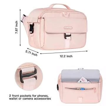 MOSISO Camera Shoulder Bag Case Crossbody Sling Purse, DSLR/SLR/Mirrorless Compact Padded Photography Handbag with Rain Cover Compatible with Canon/Nikon/Sony Cameras and Lenses, Pink