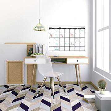 Peel and Stick Whiteboard Calendar, Large Monthly Calendar, 24 x 36 in - Stain Proof White Board Wall Organizer, and Reusable Adhesive Backing